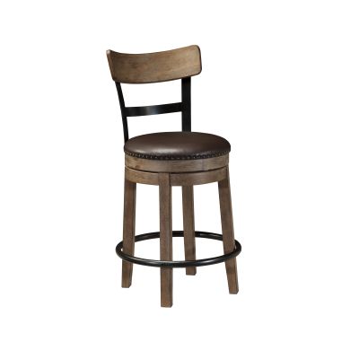 Pinnadel Light Brown upholstered 24" Swivel Bar Stool