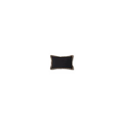 20 Inch Lumbar Black Cotton Jute Flange Pillow