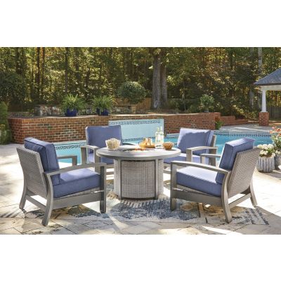 Dillon Beach 5 Piece Outdoor Dining Room with Fire Pit Table