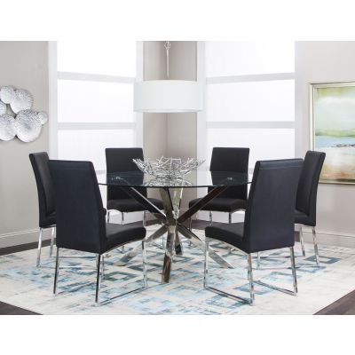 Classic 5 Piece Round Dining Table with Black Chairs