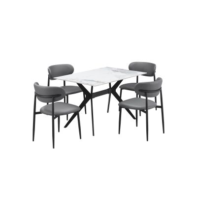 Chanel Sintered Stone 5 Piece 32X48 Dining Room with 4 Charcoal Chairs