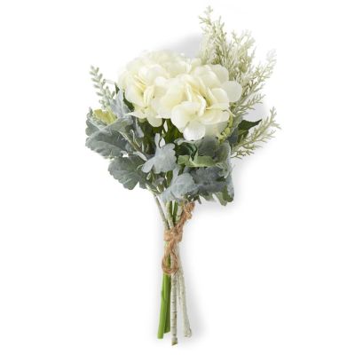 11.5 Inch Soft Green Mixed Foliage & White Hydrangea