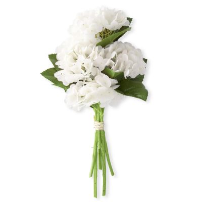 13 Inch White Real Touch Hydrangea Bundle (6 Stems)