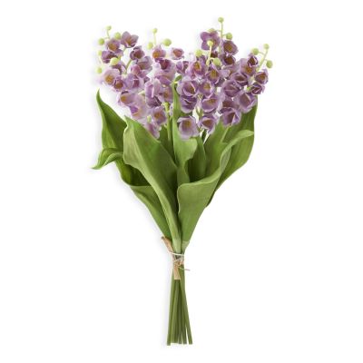15 Inch Purple Real Touch Lily of The Valley Bundle (6 Stems)