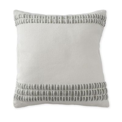 20 Inch Square Green Wool Blend Woven Pillow