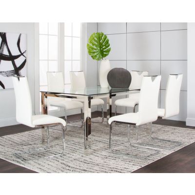 Skyline 7 Piece White Dining Room with 6 Chairs