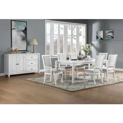 Crestone 7 Piece White Dining Room Table with Leaf and 6 Chairs