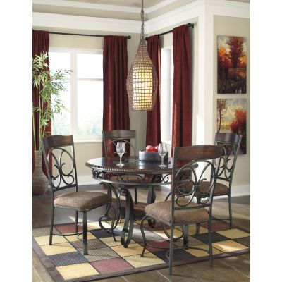 Glambrey 5 Piece Brown Dining Table and Chair Set