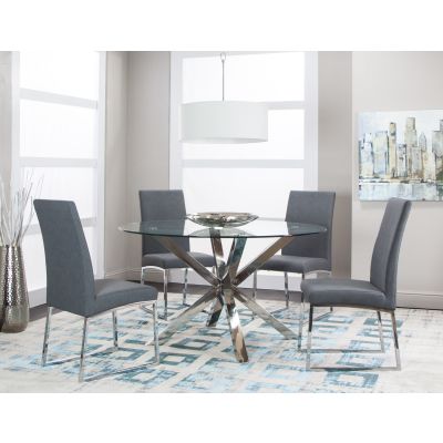 Classic 7 Piece Round Dining Table with Charcoal Chairs