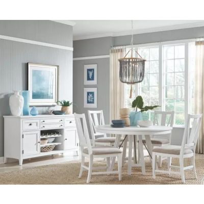 Heron Cove Chalk White 52" Round Dining Room Table with 4 Chairs