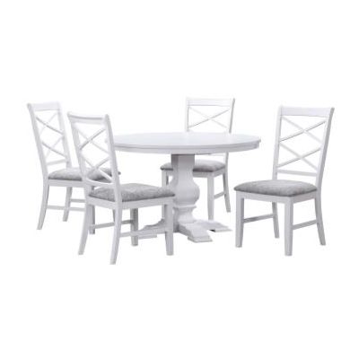 Summer 5 Piece White Round Dining Room