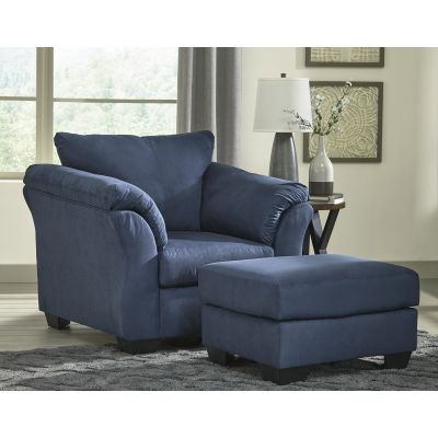 Darcy 2 Piece Blue Chair and Ottoman