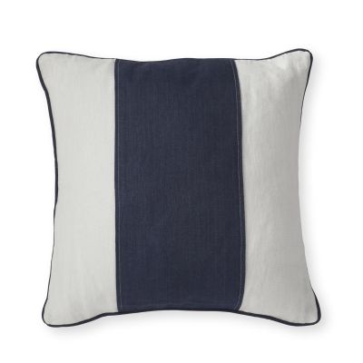 20 Inch Cream & Navy Linen Yacht Stripe Pillow w/Microfiber Filler