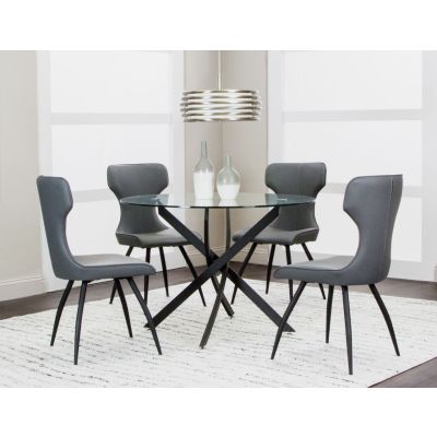 Eclipse 5 Piece Charcoal Round Dinette with 4 Chairs