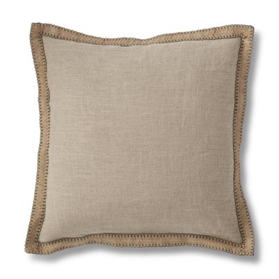 20 Inch Square Natural Cotton Jute Flange Pillow