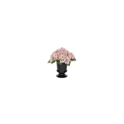 Pink Hydrangea in Black Ceramic Vase