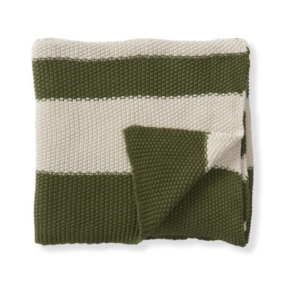 60 Inch Cotton Knit Light Green & Cream Striped