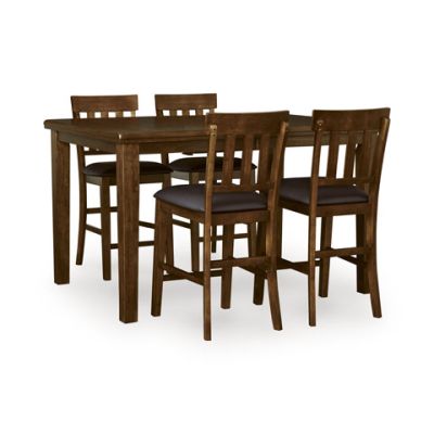 Ralene 5 Piece Medium Brown Counter Height Butterfly Table and Stool Set