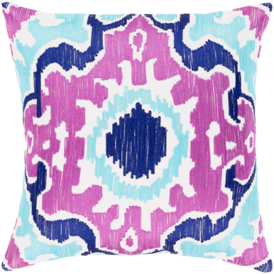 18" x 18" Purple, Aqua & White Pillow