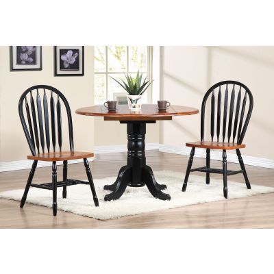 Sunset 3 Piece 42" Black/Cherry Drop Leaf Dinette with 2 Chairs