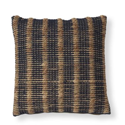 20 Inch Handwoven Navy Blue Cotton & Jute Pillow