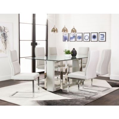 Olympia 7 Piece Glass/Gray Dining Room with 6 Chairs