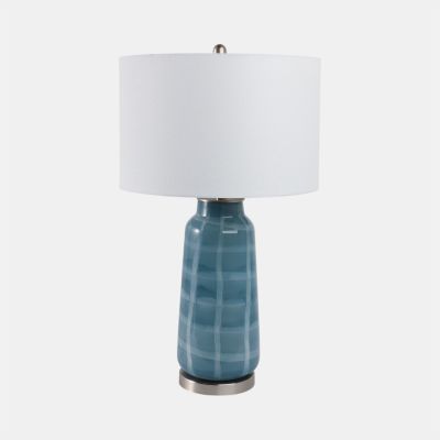 29X17" CHECKERED GLASS TABLE LAMP, BLUE