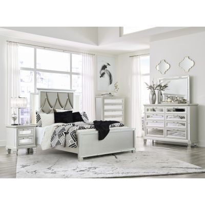 Lindenfield 7 Piece Queen Champagne Upholstered Panel Bedroom
