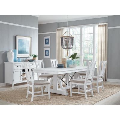 Heron Cove Chalk White Rectangle Dining Room with 6 Chairs