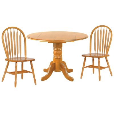 Sunset 3 Piece 42" Light Oak Drop Leaf Dinette with 2 Chairs