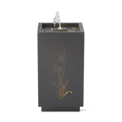 21.75 Inch Gray Metal Laser Cut Flower LED Water Fountain